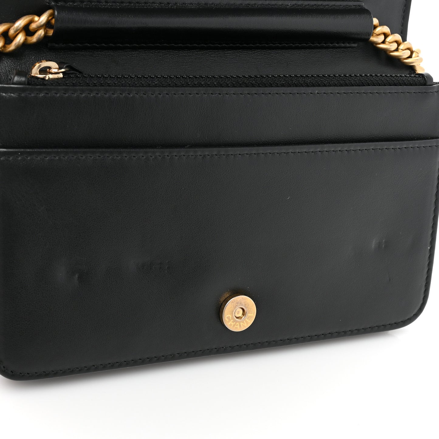 Caviar Quilted Boy Clutch With Chain Black