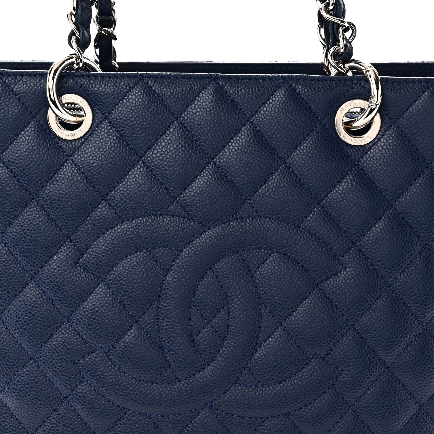 Chanel Caviar Quilted Grand Shopping Tote GST Dark Navy Blue 8 of 10