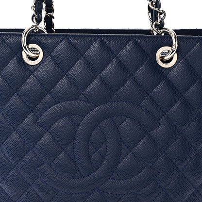 Chanel Caviar Quilted Grand Shopping Tote GST Dark Navy Blue 8 of 10