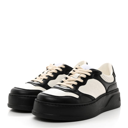 Gucci Calfskin GG Tennis Embossed Womens Platform 55mm Sneakers 38 Black White 3 of 9