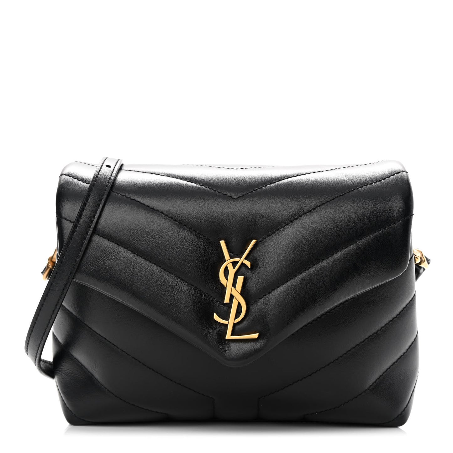 Calfskin Y Quilted Monogram Toy Loulou Crossbody Bag Black