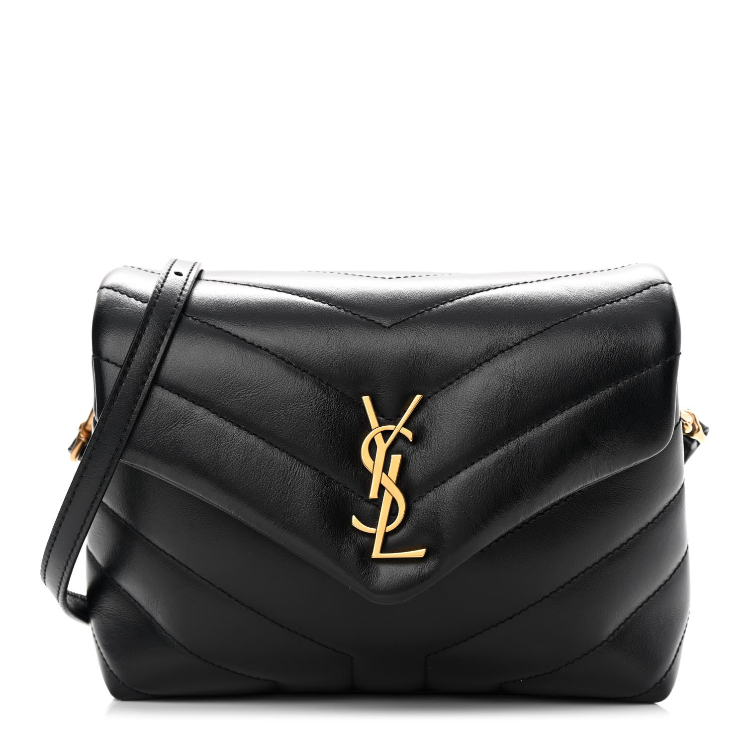 Saint Laurent Calfskin Y Quilted Monogram Toy Loulou Crossbody Bag Black 1 of 12