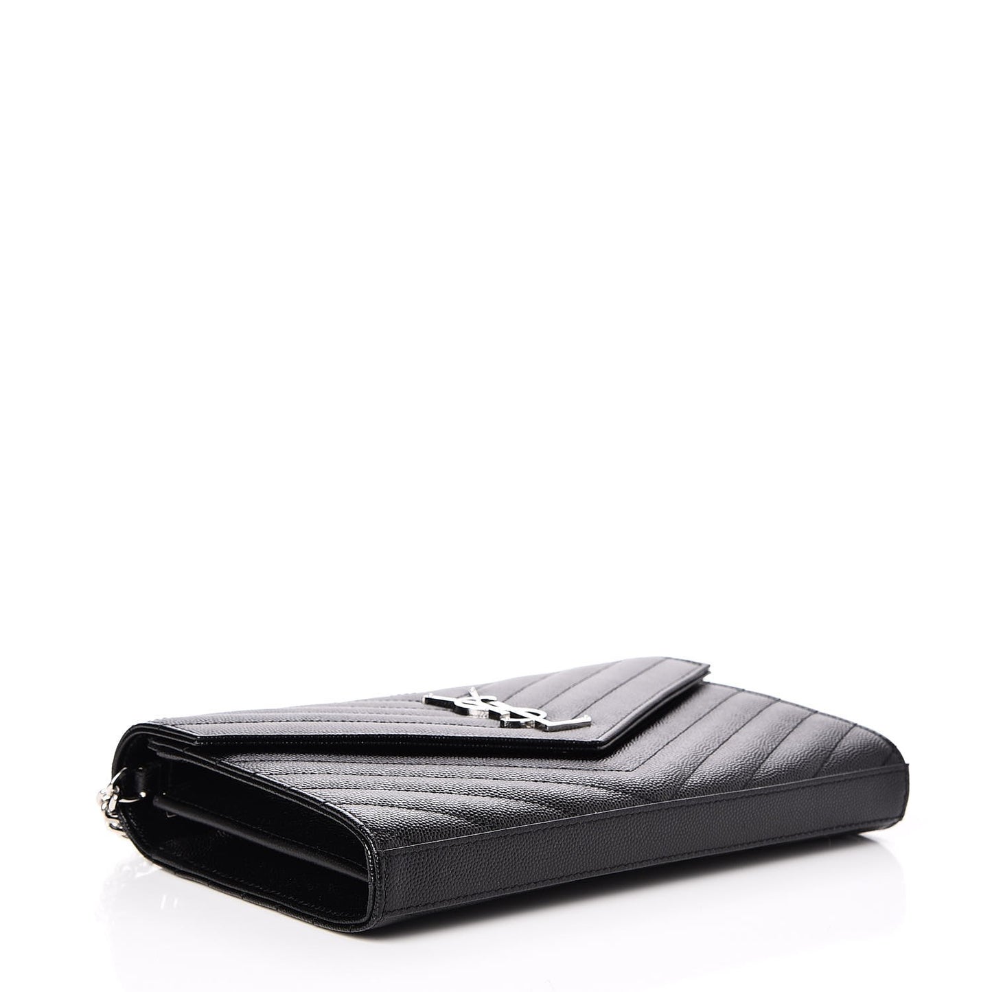 Grain De Poudre Matelasse Chevron Monogram Chain Wallet Black