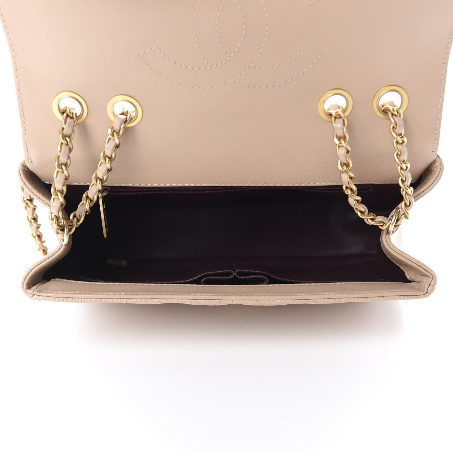 Caviar Quilted Small CC Filigree Flap Beige