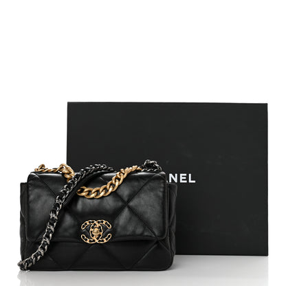 Chanel Shiny Goatskin Quilted Medium Chanel 19 Flap Black 11 of 11