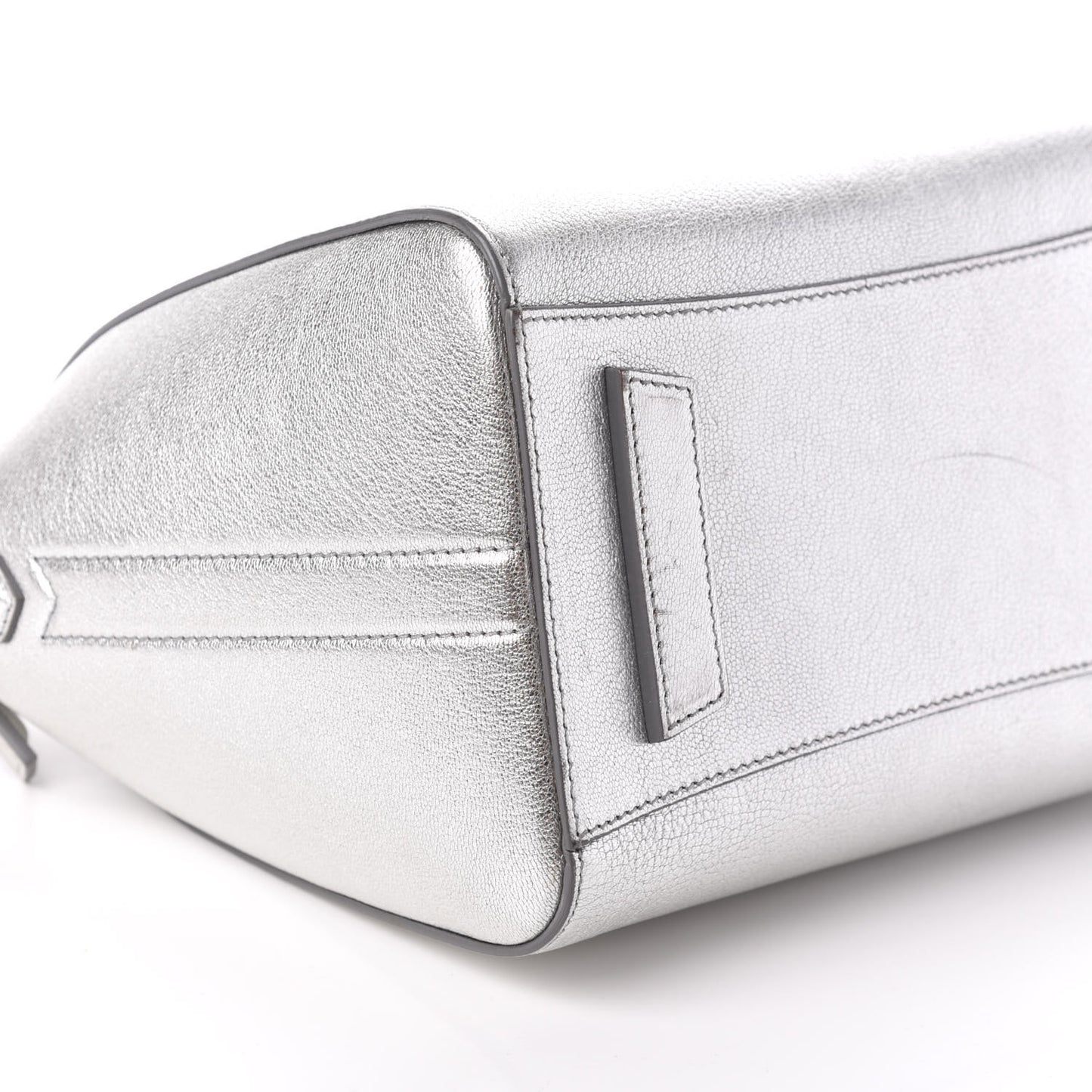 Metallic Sugar Goatskin Small Antigona Silver