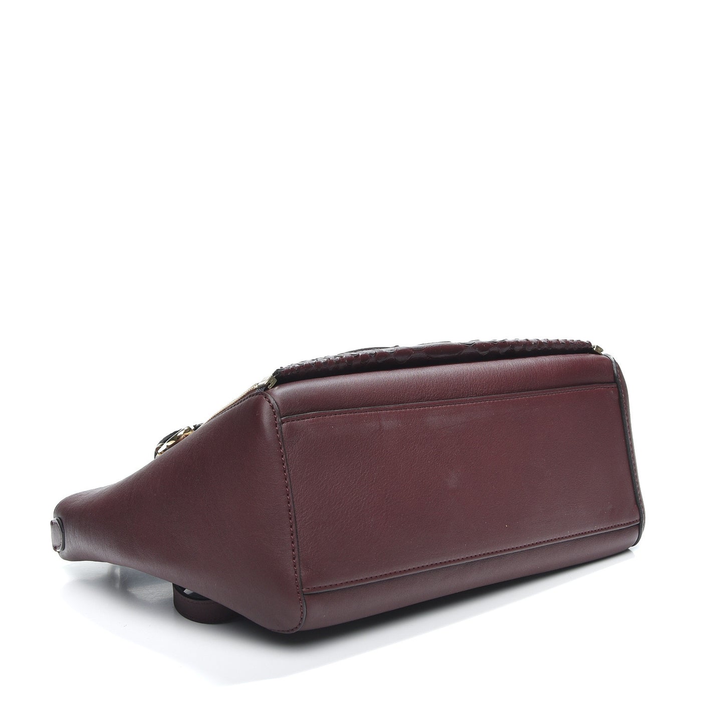 Silky Calfskin Snakeskin Small Willow Tote Oxblood