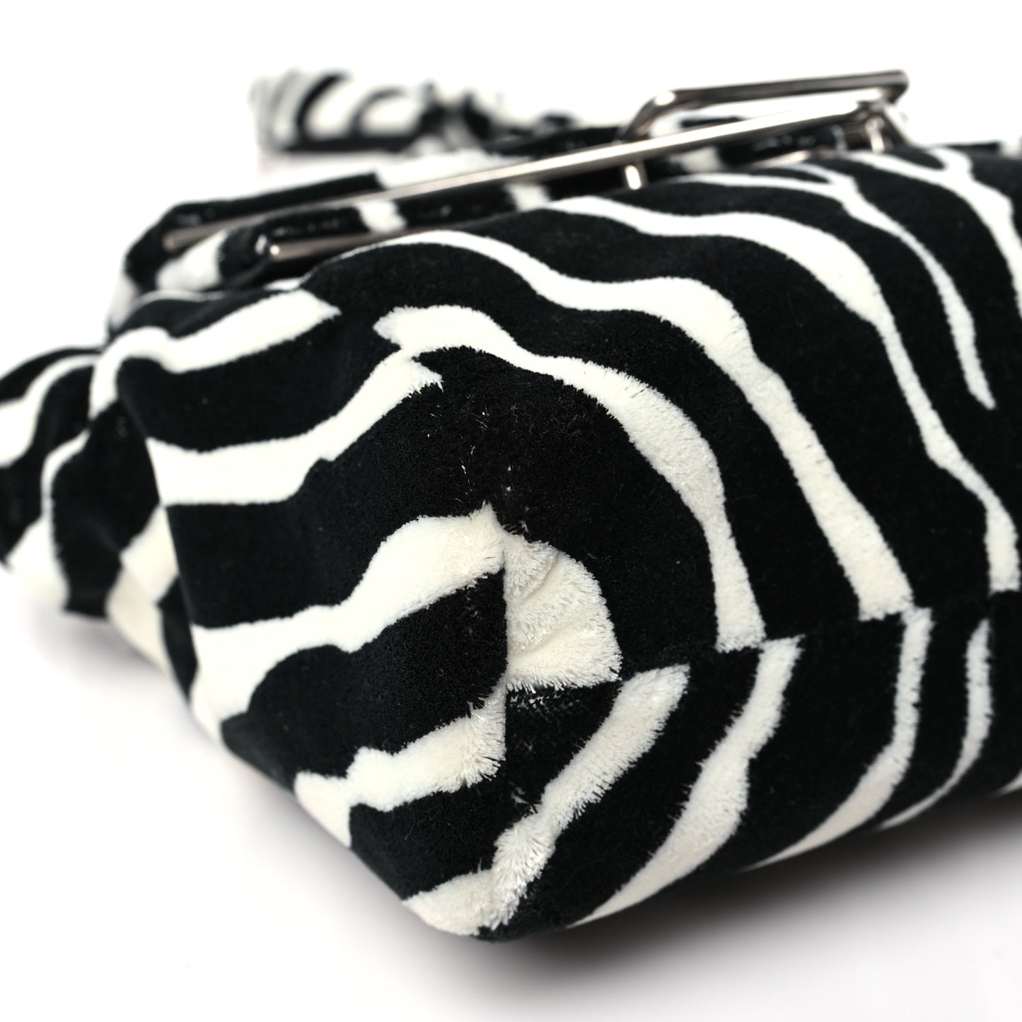 Tufted Zebra Clip Bag Black White