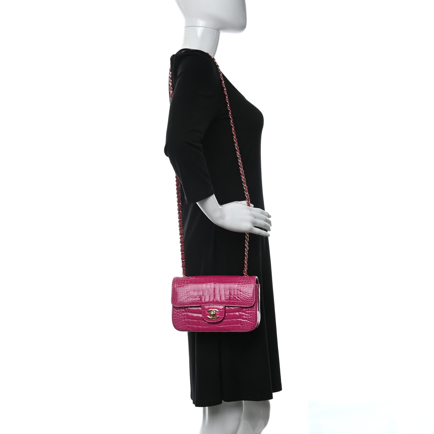 Chanel Shiny Alligator Mini Flap Pink 2 of 13
