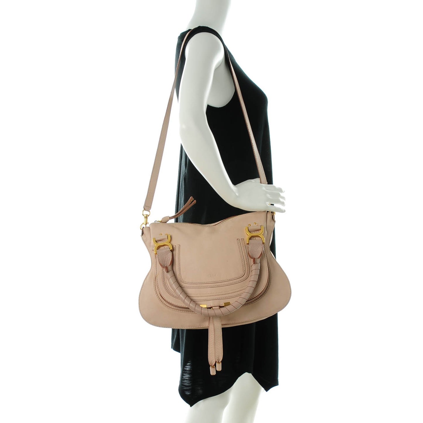 Calfskin Medium Marcie Satchel Nude Pink