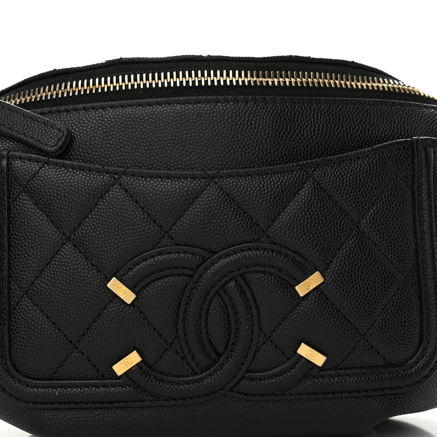 Caviar Quilted Filigree Waist Bag Black