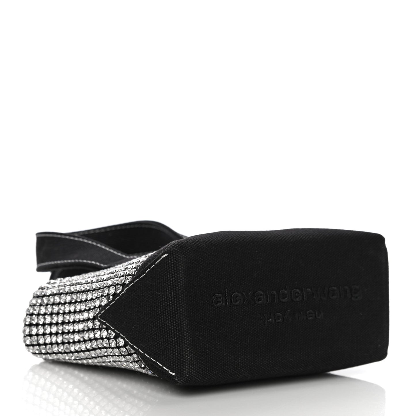 Mesh Crystal Rhinestone Mini Cruiser Tote Black Silver