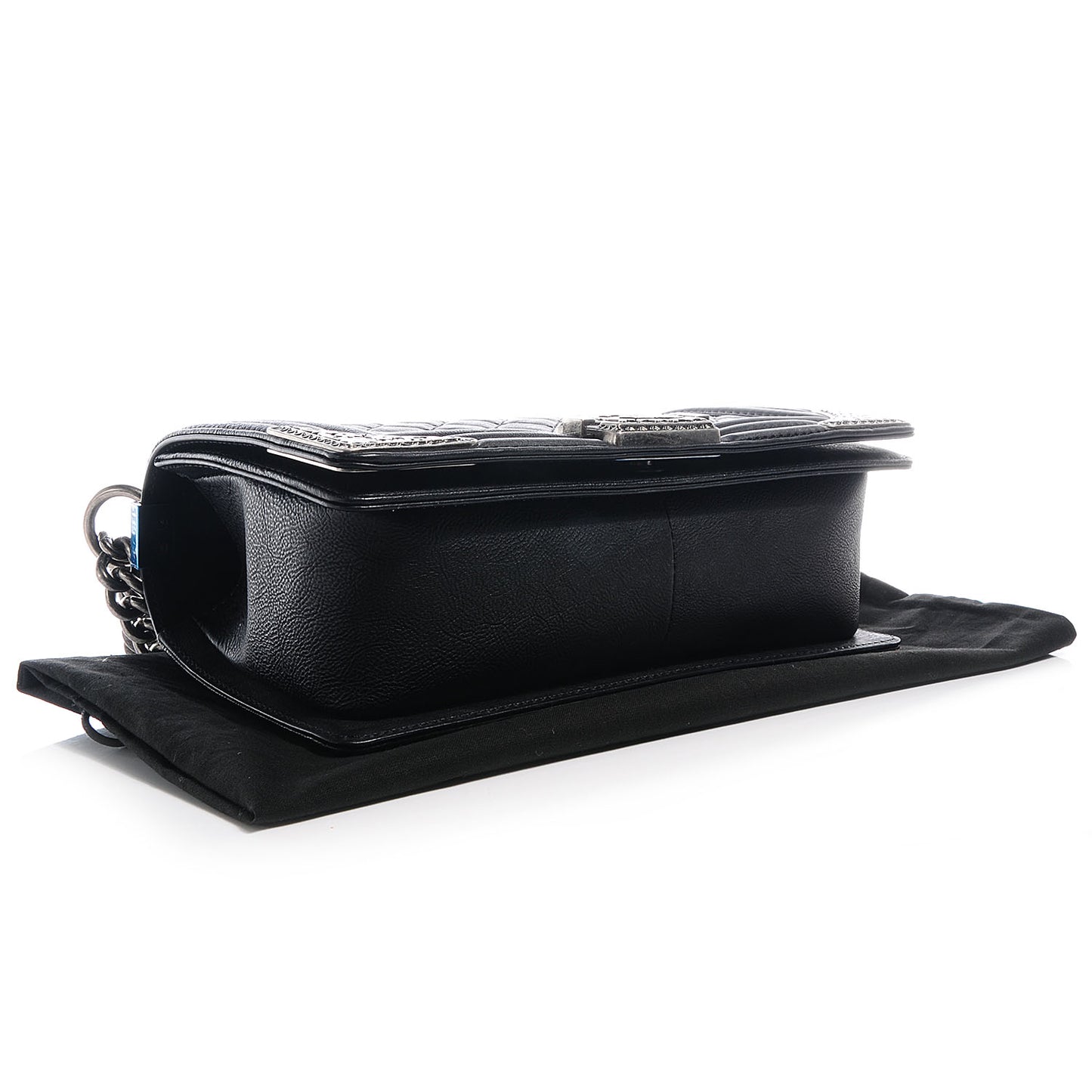 Calfskin Quilted Embellished Metal Medium Boy Flap Black
