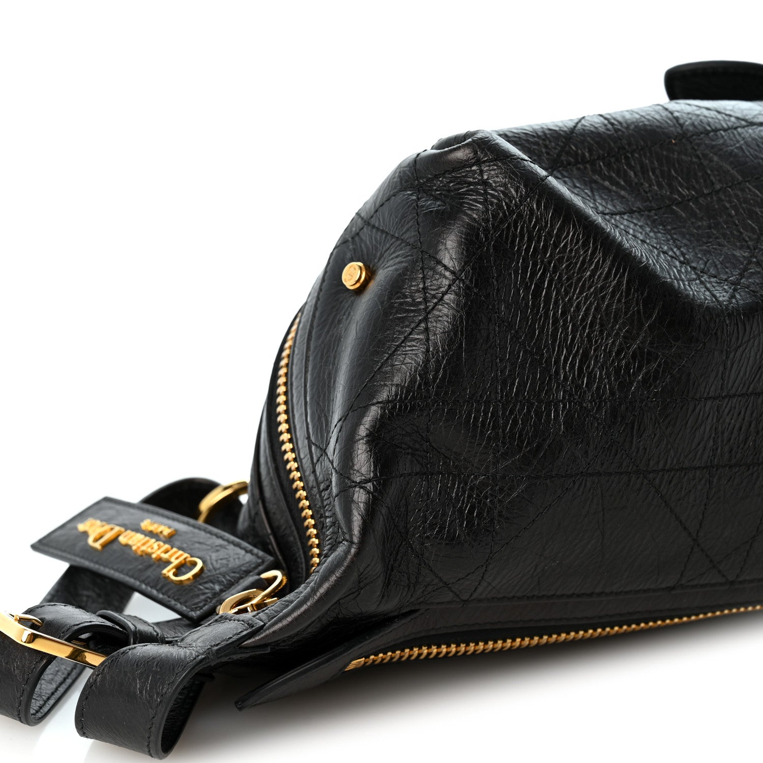 Christian Dior Crinkled Calfskin Macrocannage Small D-Journey Bag Black 9 of 10