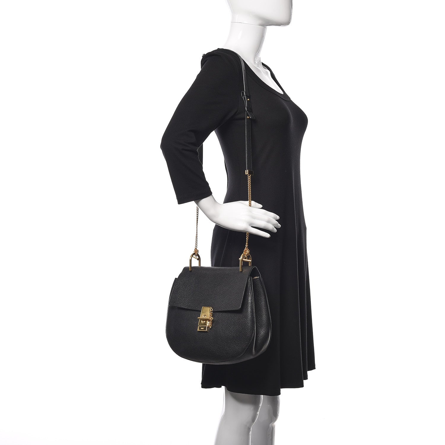 Chloe Grained Lambskin Large Drew Shoulder Bag Black 2 of 9