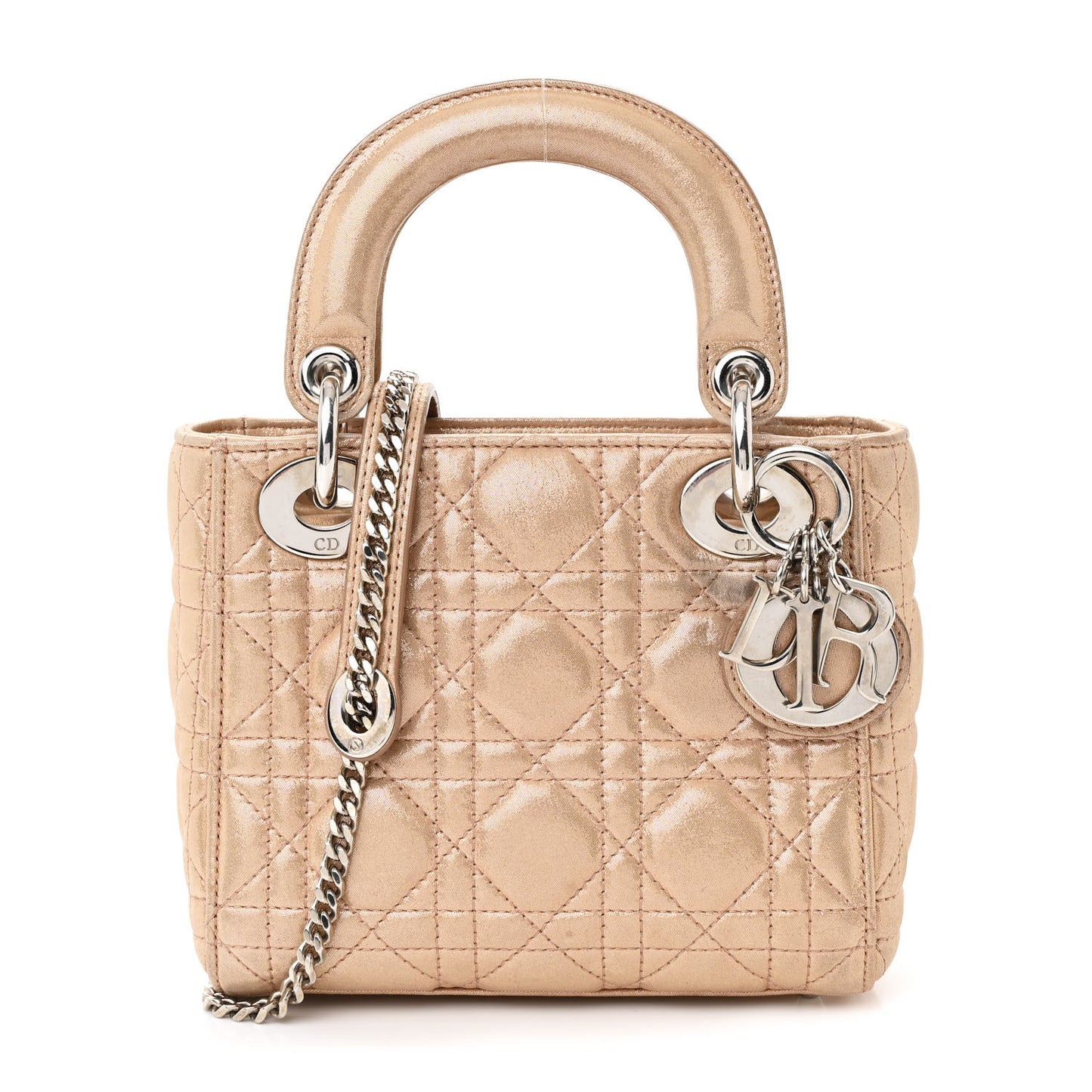 Metallic Nubuck Cannage Mini Lady Dior Gold