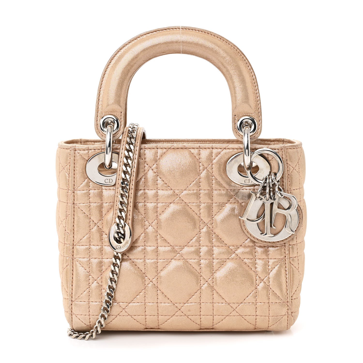 Christian Dior Metallic Nubuck Cannage Mini Lady Dior Gold 1 of 13