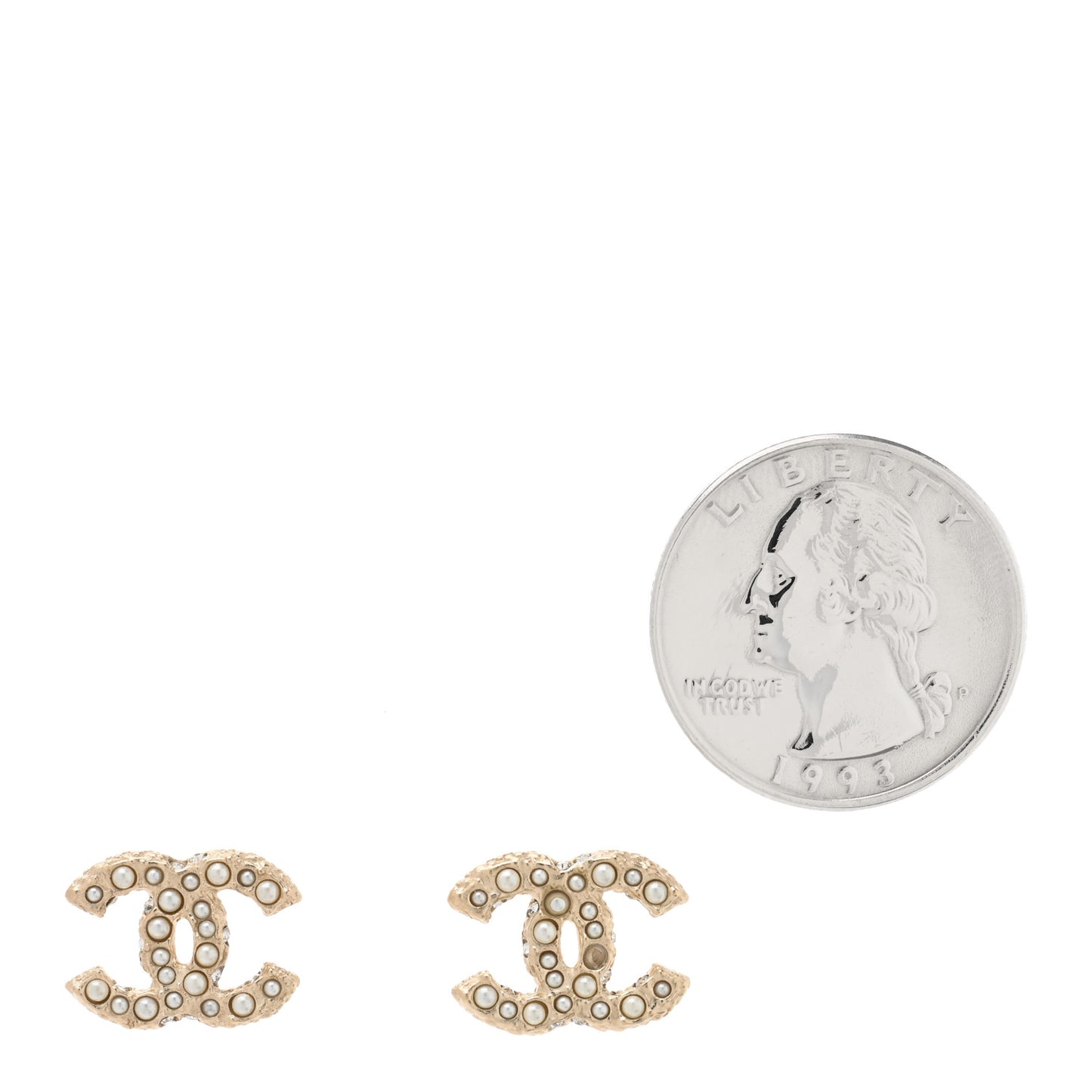 Metal Graduated Pearl Crystal CC Earrings Light Gold