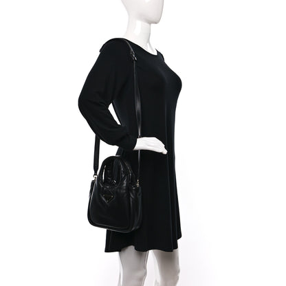 Prada Nappa Soft Padded Small Double Handled Shoulder Bag Black 2 of 8