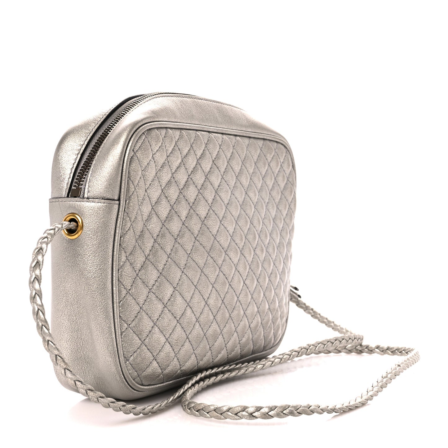 Laminated Nappa Web Trapuntata Small GG Shoulder Bag Argento