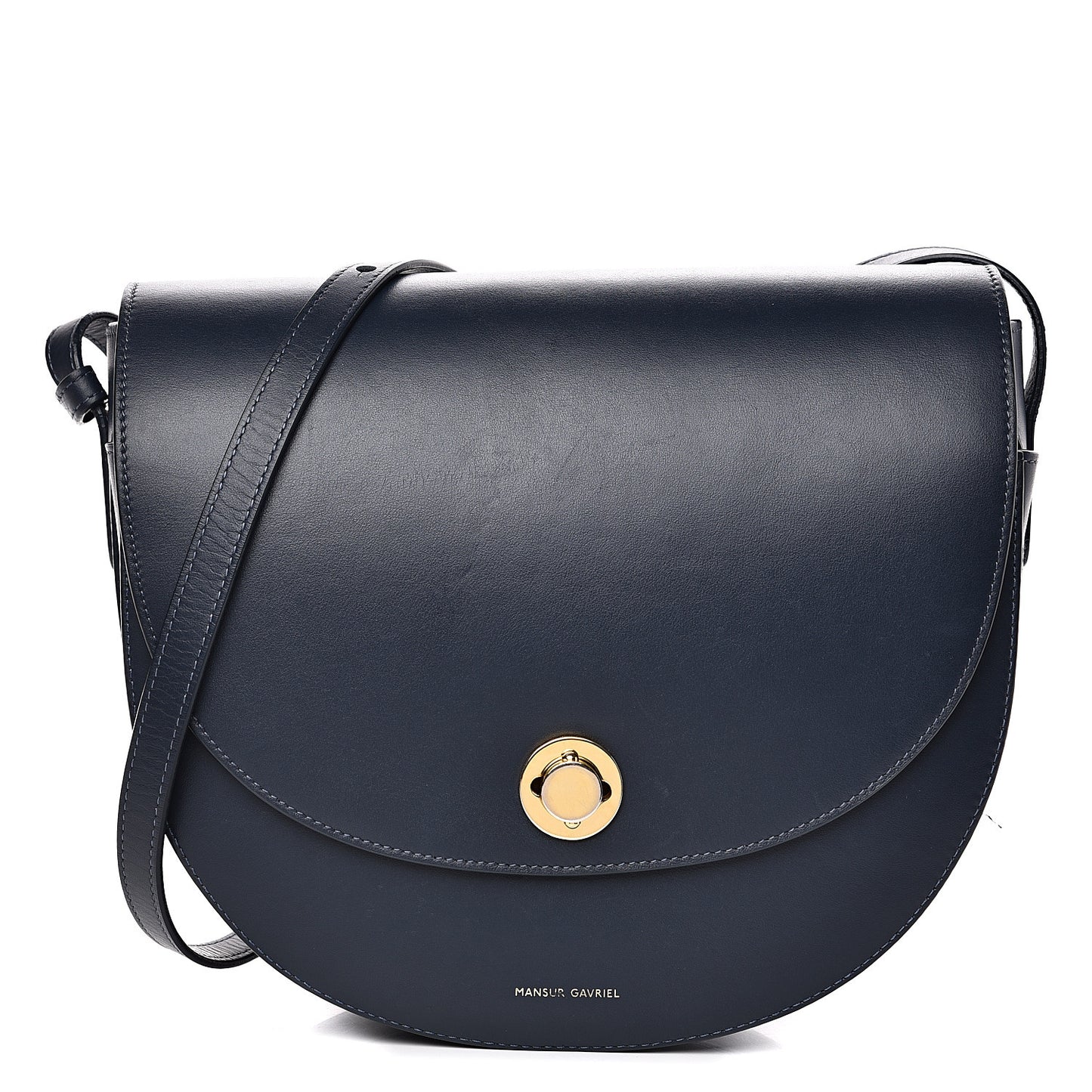 Calfskin Saddle Crossbody Bag Blu