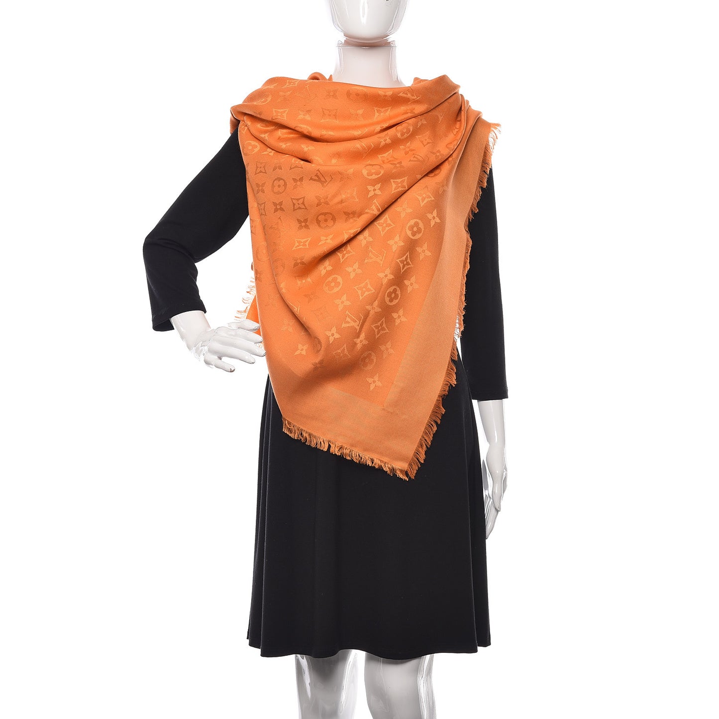 Wool Silk Monogram Shawl Mandarine
