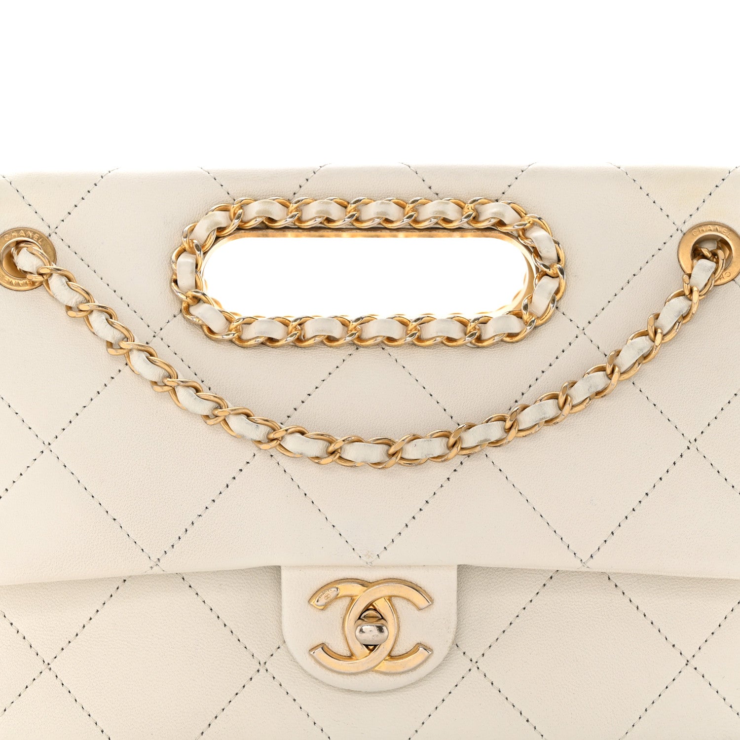 Chanel Lambskin A Real Catch Flap Bag White 8 of 32