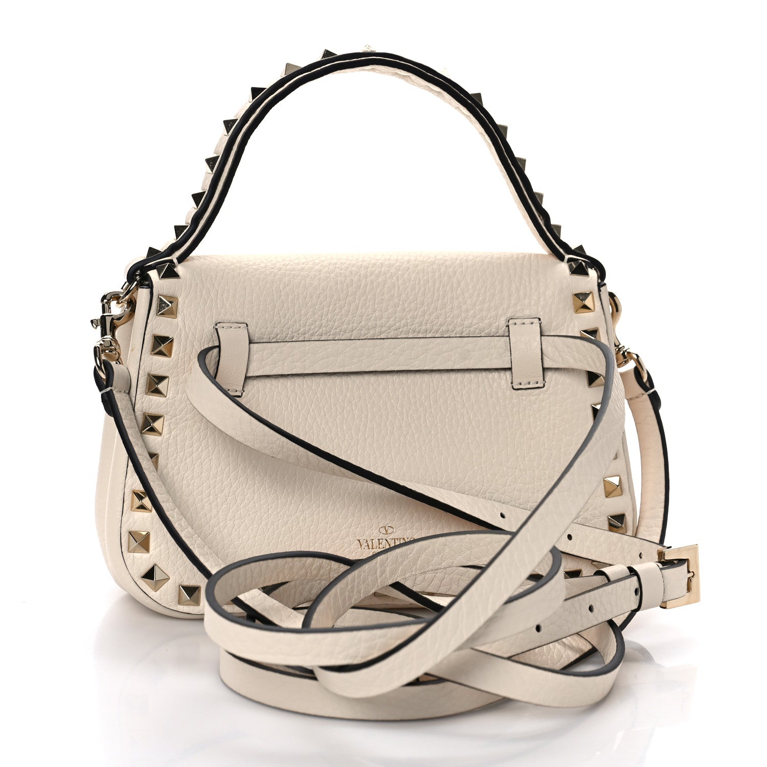 Valentino Garavani Grainy Calfskin Small Rockstud Top Handle Bag Light Ivory 2 of 8