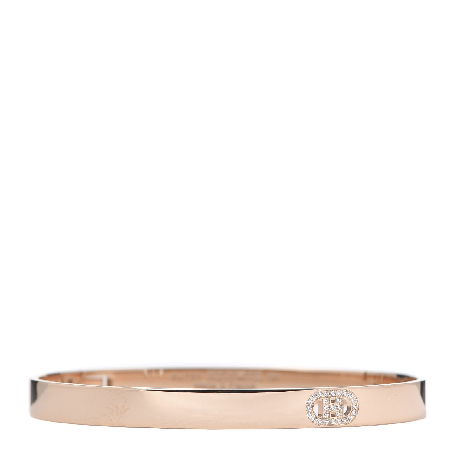 Hermes 18K Rose Gold Diamond PM H D'Ancre Bracelet SH 1 of 6