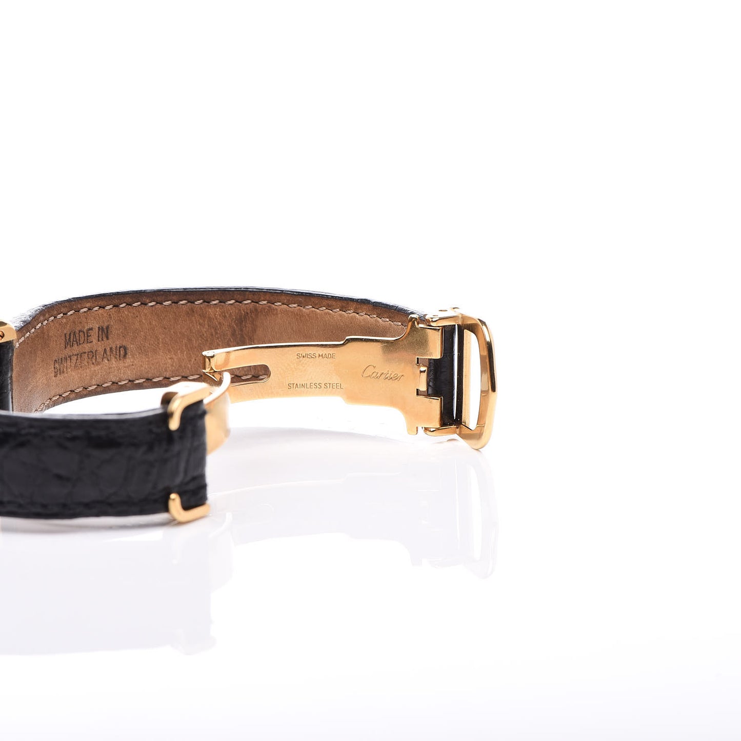 Sterling Silver Vermeil Alligator 20mm Must de Cartier Tank Quartz Watch