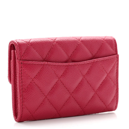 Chanel Caviar Quilted Flap Card Holder Wallet Dark Pink 3 of 9
