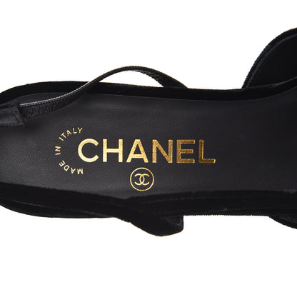 Chanel Velvet Grosgrain Cap Toe CC Slingback Pumps 39.5 Black 6 of 9