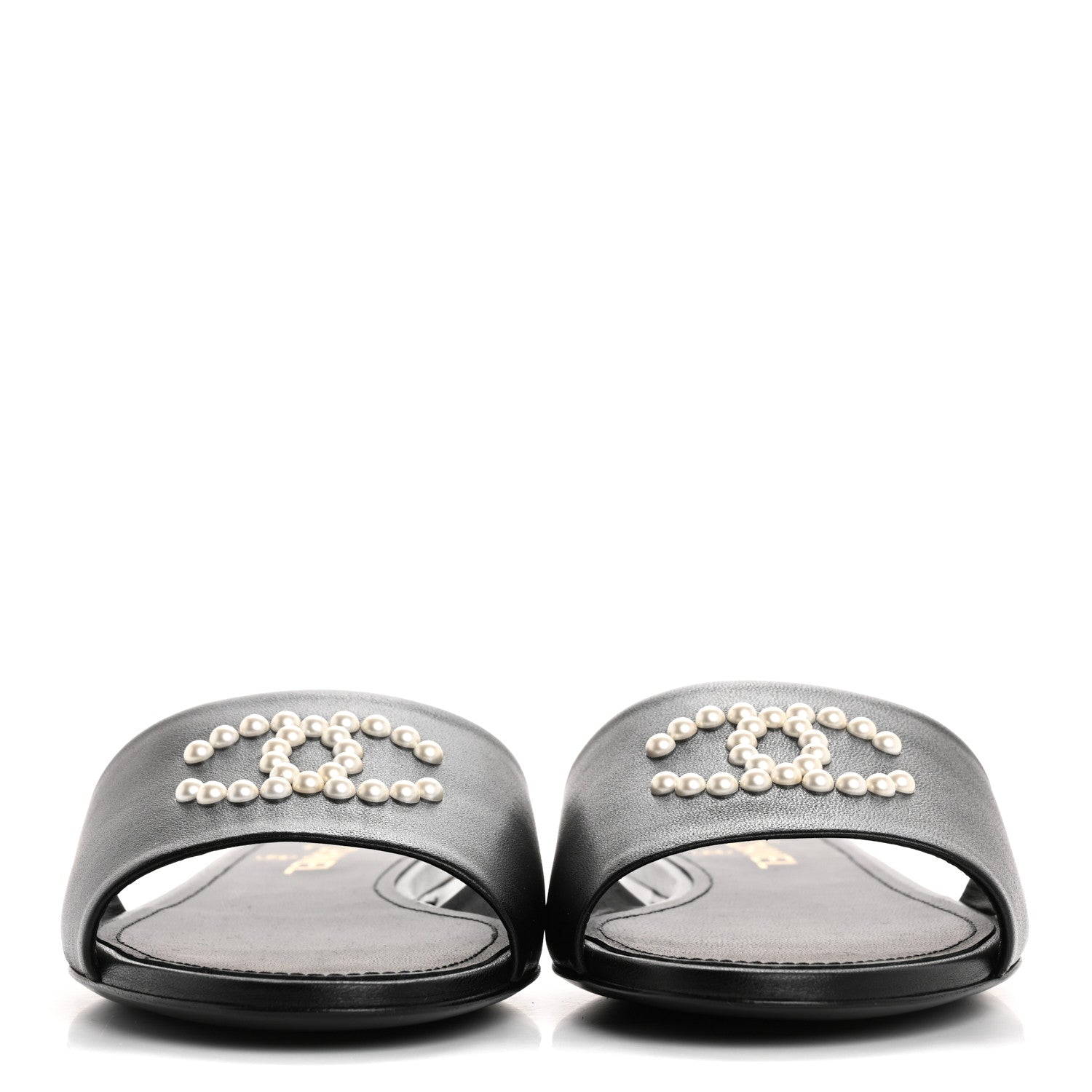Chanel Lambskin Pearl CC Sandals 40.5 Black 3 of 10
