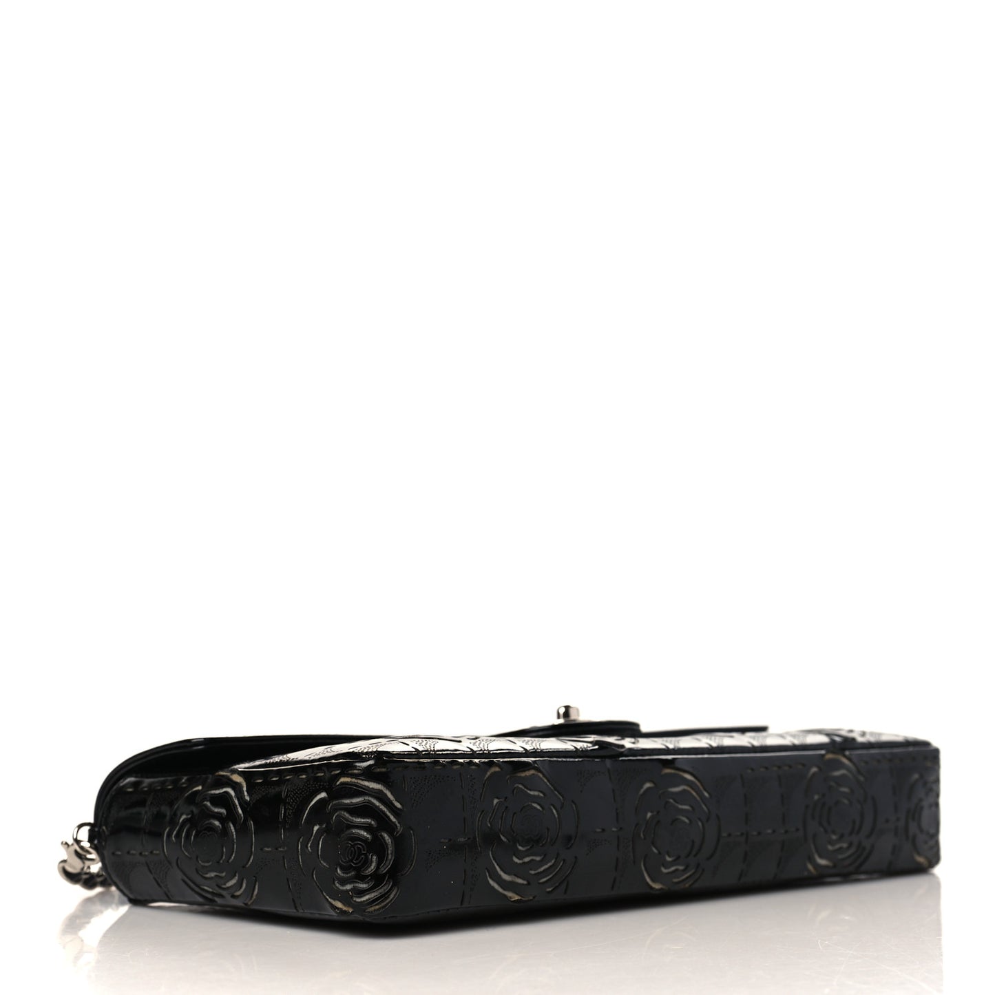 Patent Perforated Camellia East West Flap Black