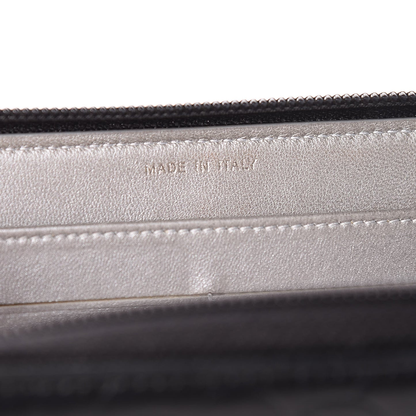 Lambskin Camellia Embossed Large Zip Around Gusset Wallet Black