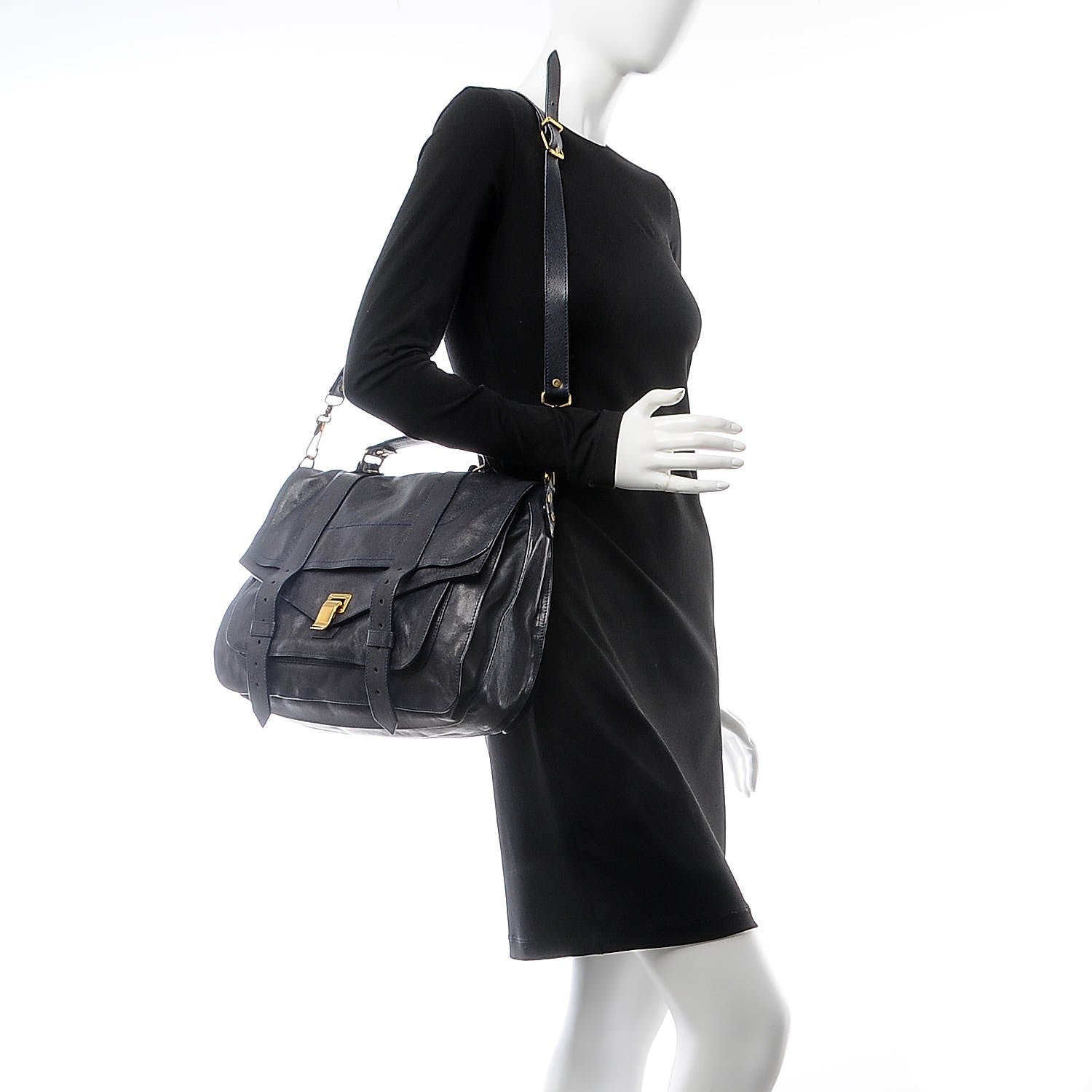 Proenza Schouler Lambskin Large PS1 Satchel Midnight 3 of 12