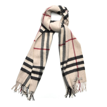 Burberry Cashmere House Check Fringe Scarf Beige 1 of 4