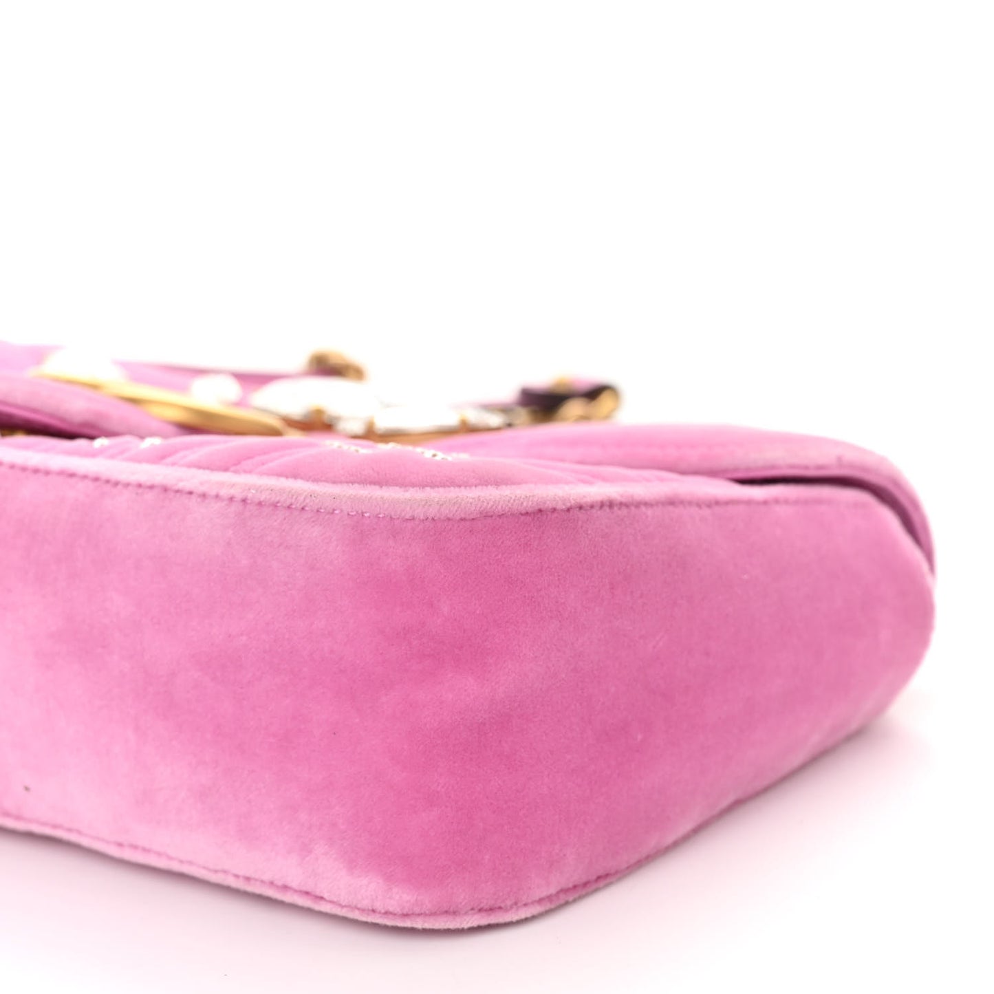 Velvet Matelasse Marquise Crystals Embroidered Small GG Marmont Shoulder Bag Malva