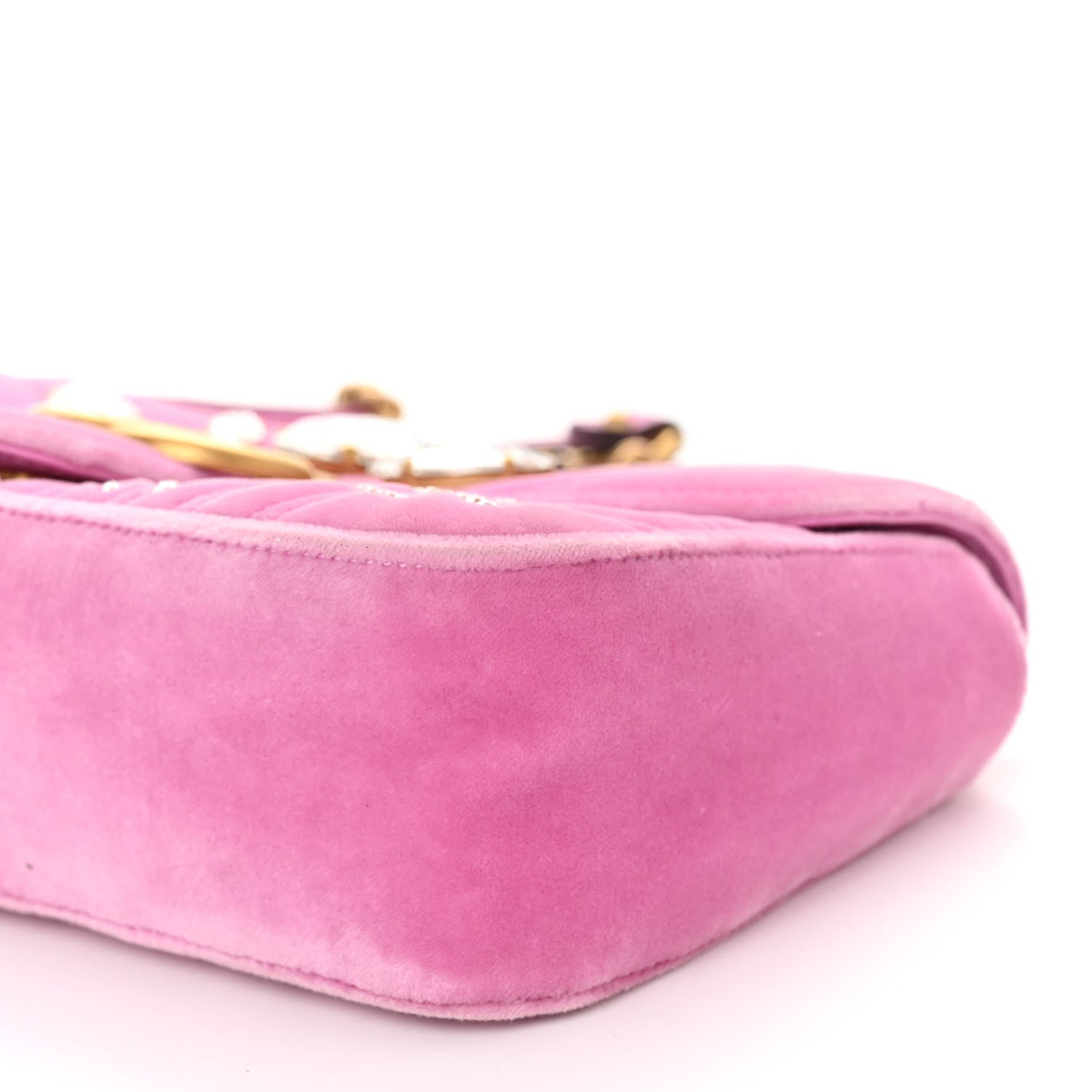 Gucci Velvet Matelasse Marquise Crystals Embroidered Small GG Marmont Shoulder Bag Malva 10 of 10
