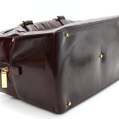 Chanel Patent Quilted Chocolate Bar Bowler Burgundy 9 of 11