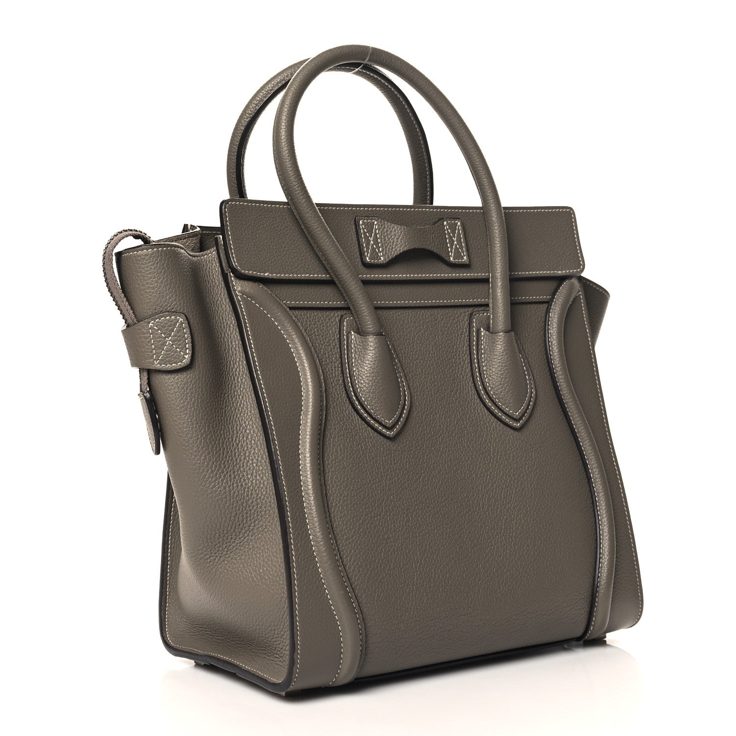 Celine Drummed Calfskin Micro Luggage Souris 3 of 10