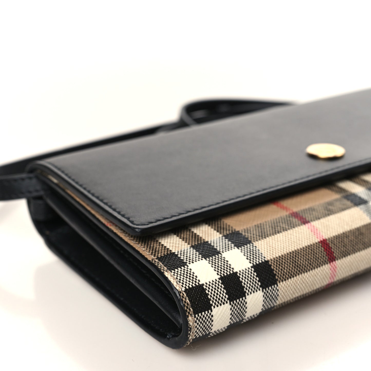 Calfskin Vintage Check Hannah Wallet with Detachable Strap Black