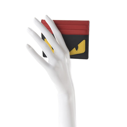 Fendi Vitello Century Monster Eyes Inlay Card Holder Black Giallo Rosso 2 of 8