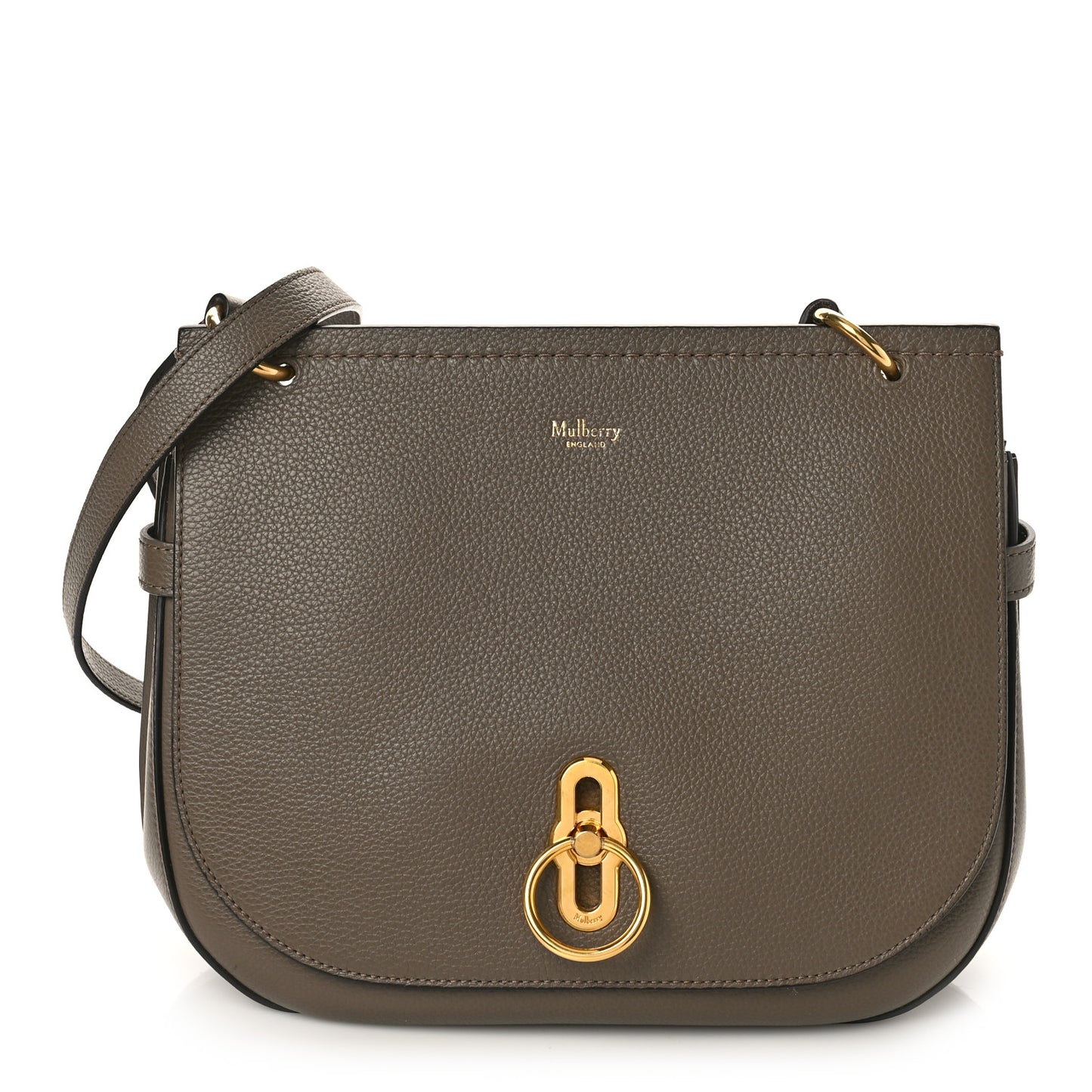 Small Classic Grain Calfskin Amberley Satchel Solid Grey