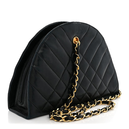 Chanel Lambskin Quilted Small Half Moon Clutch Black 3 of 12