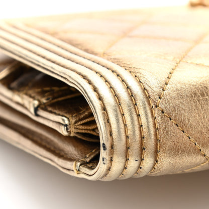 Chanel Distressed Calfskin Quilted Boy Wallet On Chain WOC Gold 14 of 15