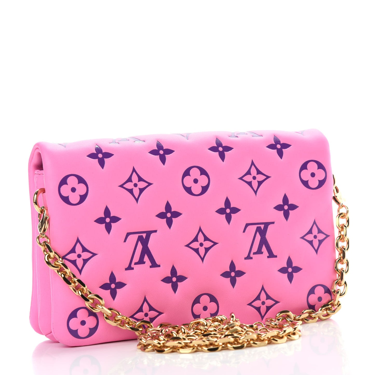 Lambskin Embossed Monogram Vuittamins Pochette Coussin Rose Violet