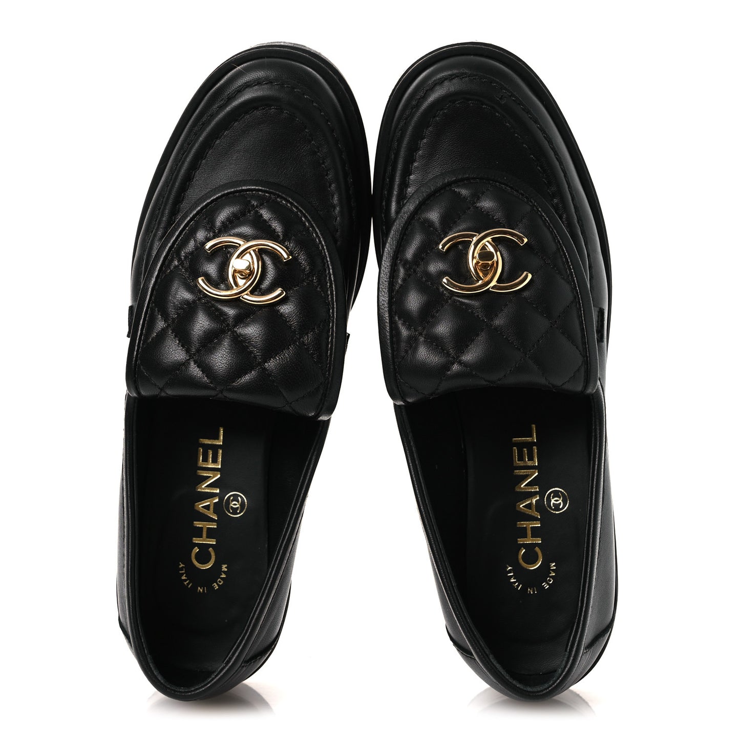 Lambskin Quilted CC Turnlock Loafers 37 Black 37 Black