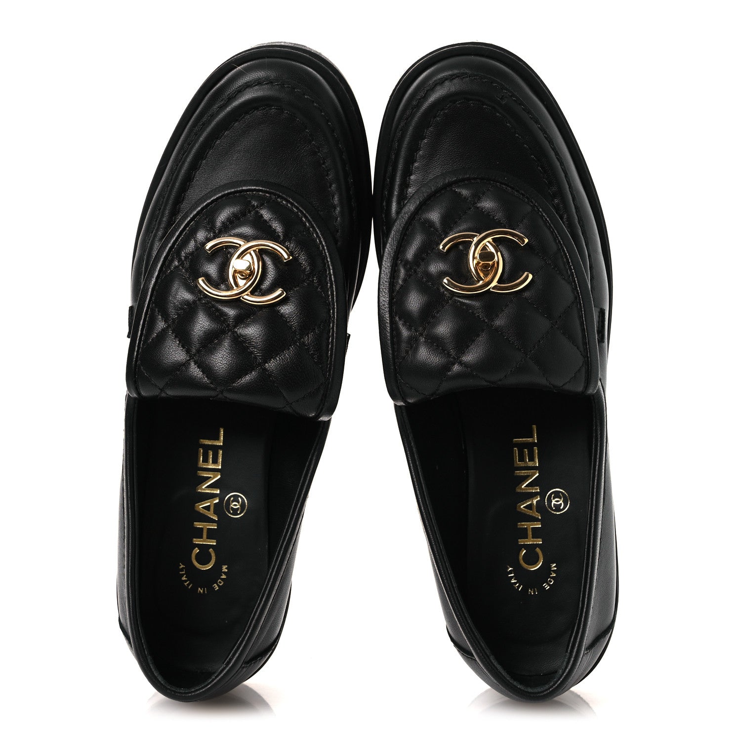 Chanel Lambskin Quilted CC Turnlock Loafers 37 Black 37 Black 2 of 13