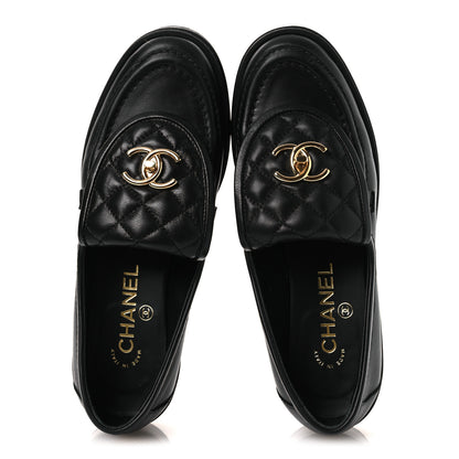 Chanel Lambskin Quilted CC Turnlock Loafers 37 Black 37 Black 2 of 13